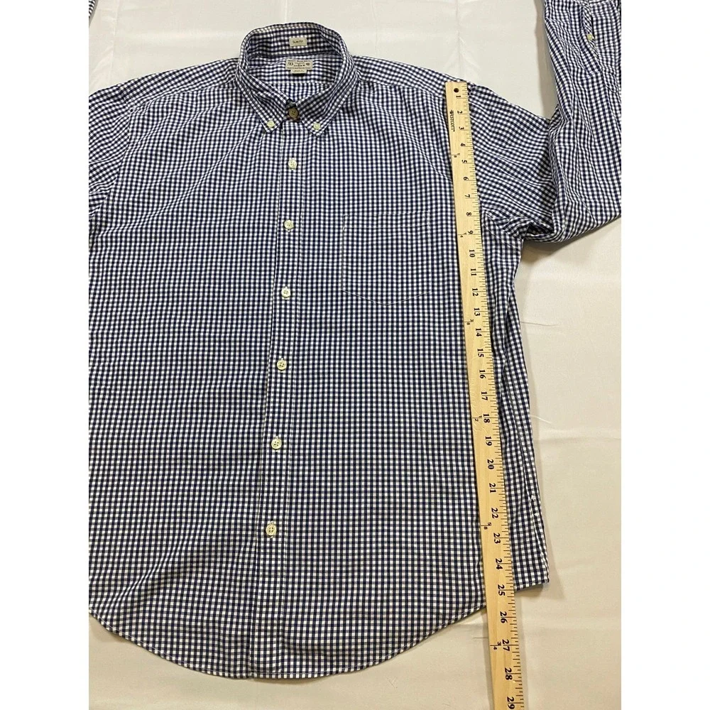 J. Crew Slim Fit Gingham Button Down Shirt Men‎ Size XL Blue White Cotton
